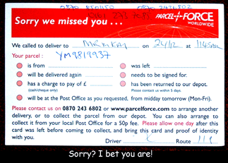 card from ParcelForce